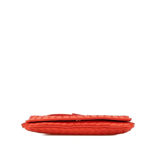 Pre-owned Bottega Veneta Nappa Intrecciato Flap Crossbody Orange