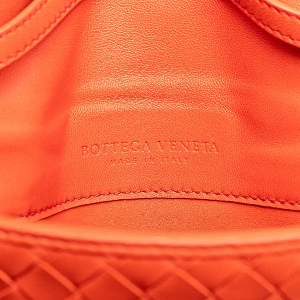 Pre-owned Bottega Veneta Nappa Intrecciato Flap Crossbody Orange