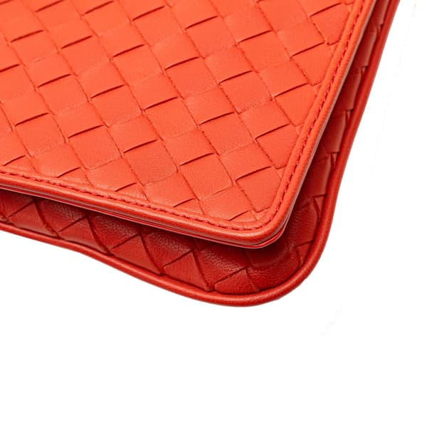 Pre-owned Bottega Veneta Nappa Intrecciato Flap Crossbody Orange