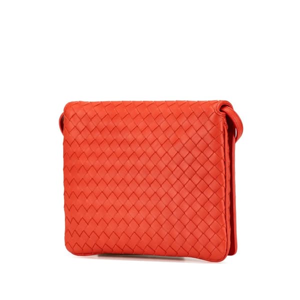 Pre-owned Bottega Veneta Nappa Intrecciato Flap Crossbody Orange