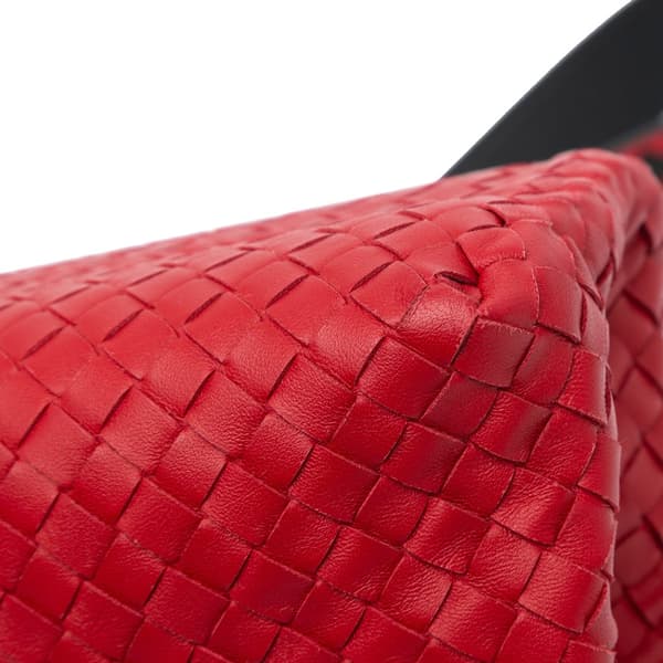 Pre-owned Bottega Veneta Intrecciato Double Zip Crossbody Red