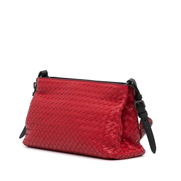 Pre-owned Bottega Veneta Intrecciato Double Zip Crossbody Red