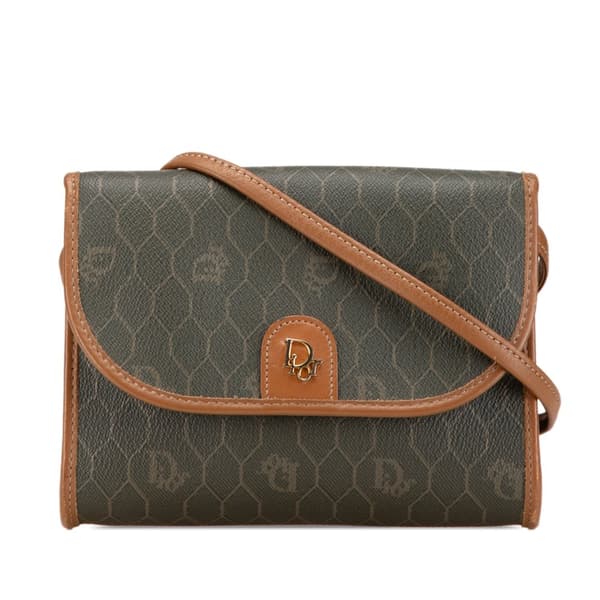Pre-owned Dior Honeycomb Coated Canvas Crossbody Black