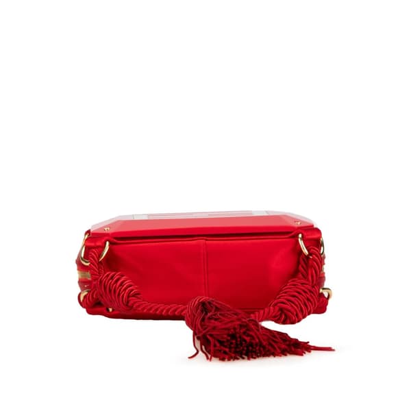 Pre-owned Fendi Mini FF PVC Satin Tassel Crossbody Red