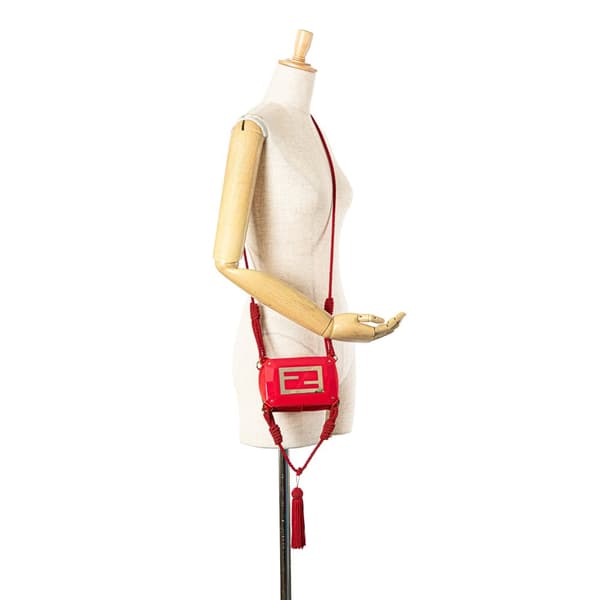 Pre-owned Fendi Mini FF PVC Satin Tassel Crossbody Red