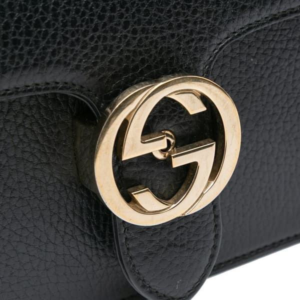 Pre-owned Gucci Small Dollar Calfskin Interlocking G Crossbody Black