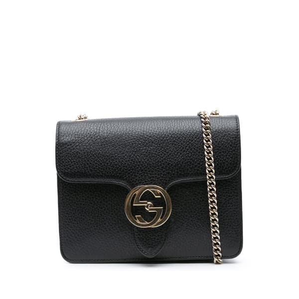 Pre-owned Gucci Small Dollar Calfskin Interlocking G Crossbody Black