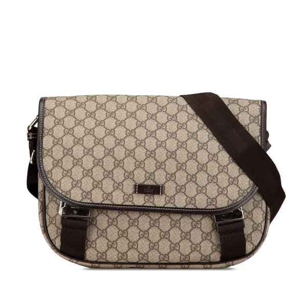 Pre-owned Gucci GG Supreme Messenger Bag Brown