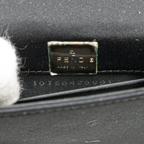 Pre-owned Fendi Mini Nylon FF Lock Crossbody Black