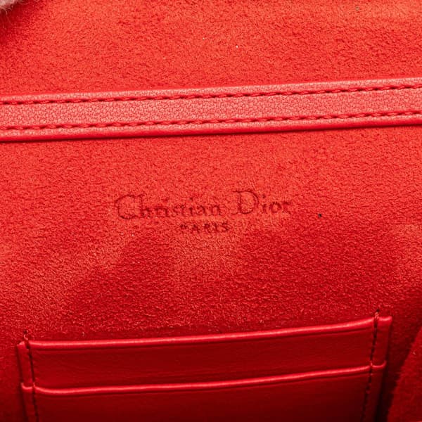 Pre-owned Dior Studded Lambskin Vertical Diorama Bag Red
