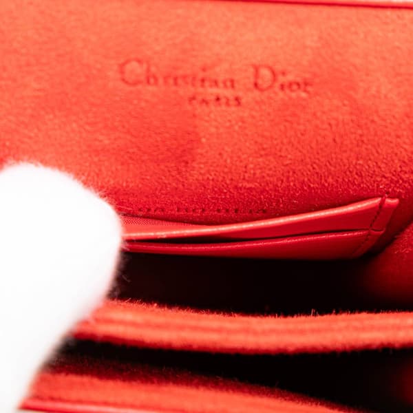 Pre-owned Dior Studded Lambskin Vertical Diorama Bag Red