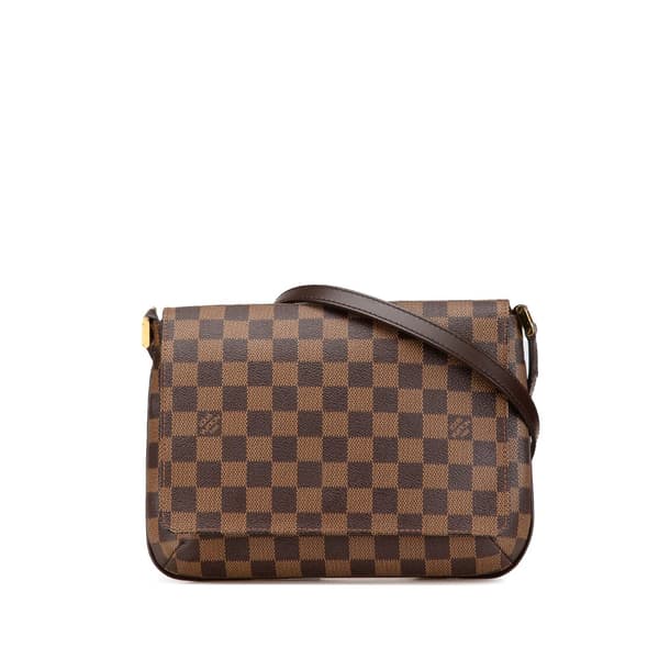 Pre-owned Louis Vuitton Damier Ebene Musette Tango Long Strap Brown