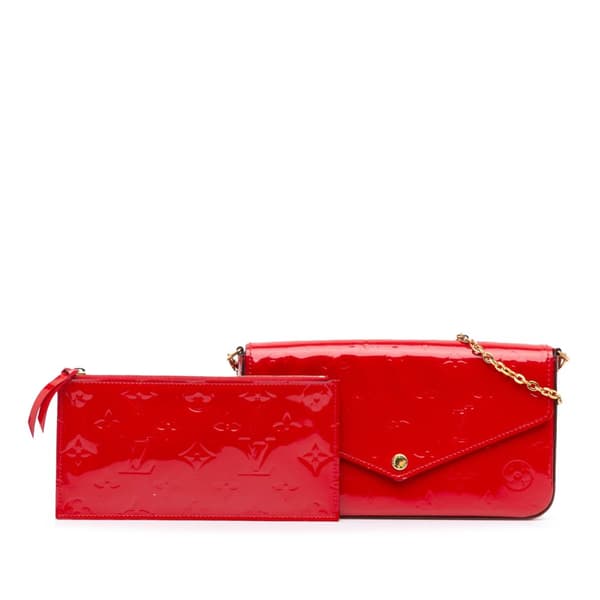 Pre-owned Louis Vuitton Monogram Vernis Pochette Felicie Red