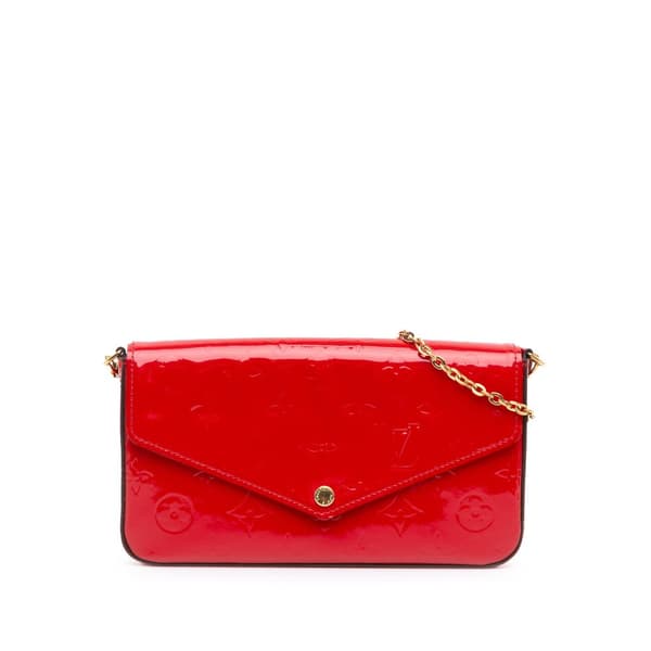 Pre-owned Louis Vuitton Monogram Vernis Pochette Felicie Red