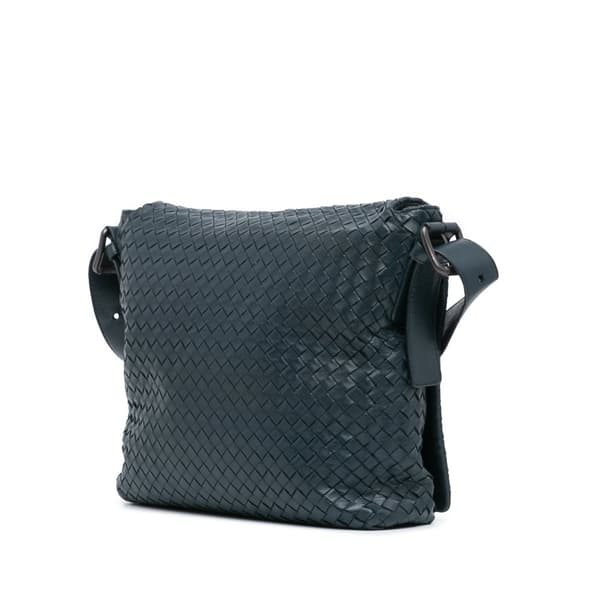 Pre-owned Bottega Veneta Nappa Intrecciato Flap Crossbody Blue