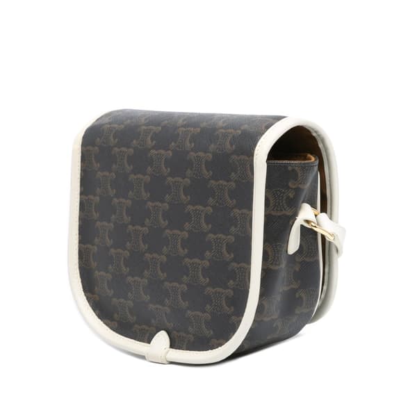 Pre-owned Celine Medium Triomphe Coated Canvas Folco Crossbody Brown