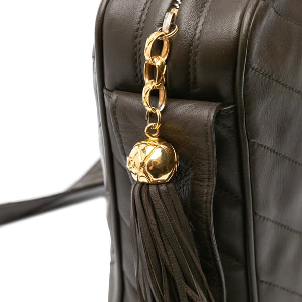Pre-owned Chanel CC Chevron Lambskin Tassel Crossbody Brown