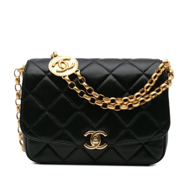 Pre-owned Chanel Medium Quilted Lambskin CC Coin Flap Black