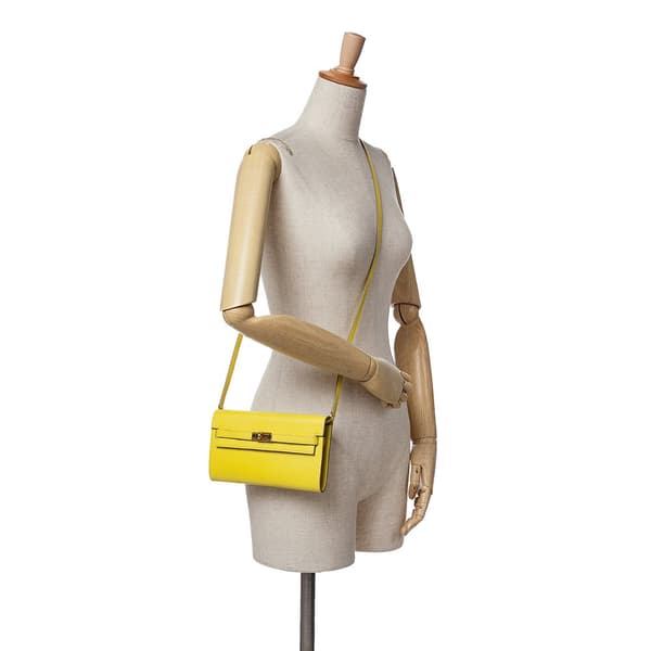 Pre-owned Hermès Chevre Mysore Kelly To Go Wallet Yellow