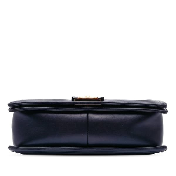 Pre-owned Chanel Medium Lambskin Embossed Cube Boy Flap Blue