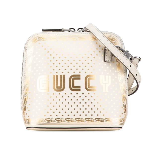 Pre-owned Gucci Mini Calfskin Guccy Sega Crossbody White