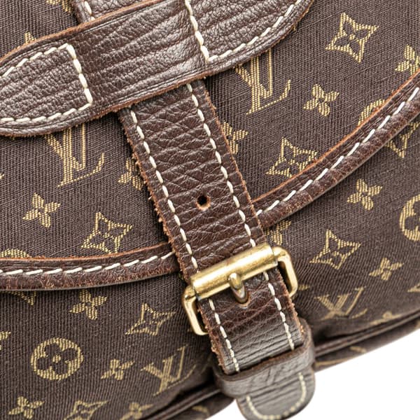 Pre-owned Louis Vuitton Monogram Mini Lin Saumur 30 Brown