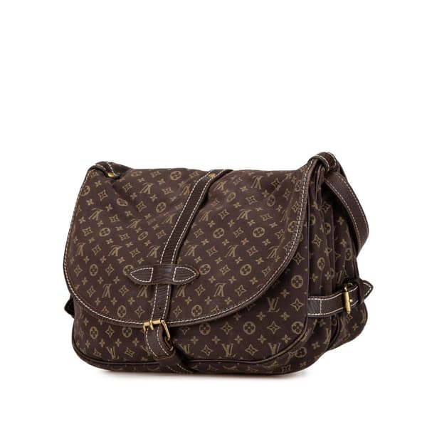 Pre-owned Louis Vuitton Monogram Mini Lin Saumur 30 Brown
