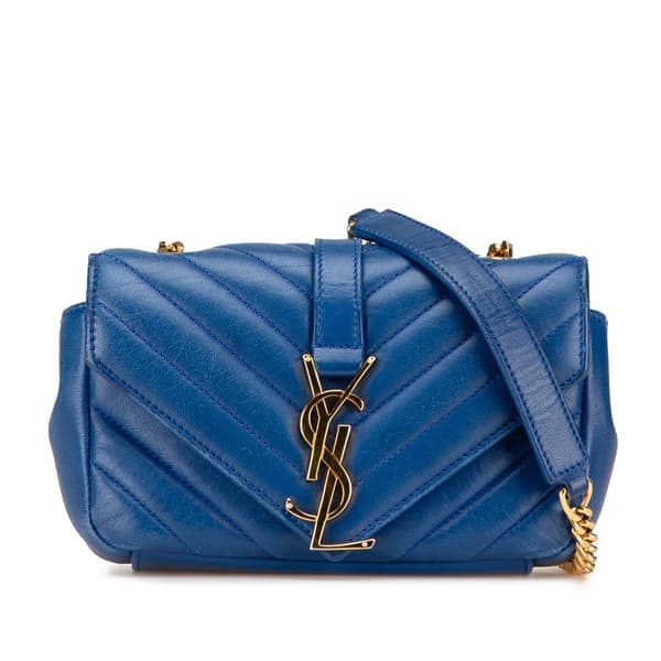 Pre-owned Saint Laurent Baby Monogram Matelasse Classic Chain Bag Blue