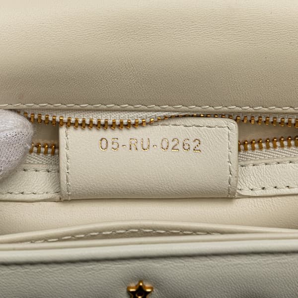 Pre-owned Dior Mini Calfskin Macrocannage Lucky Star Caro Bag White