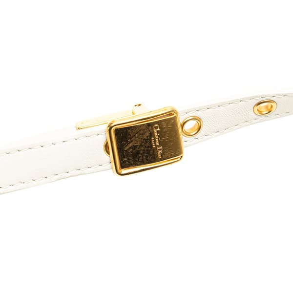 Pre-owned Dior Mini Calfskin Macrocannage Lucky Star Caro Bag White