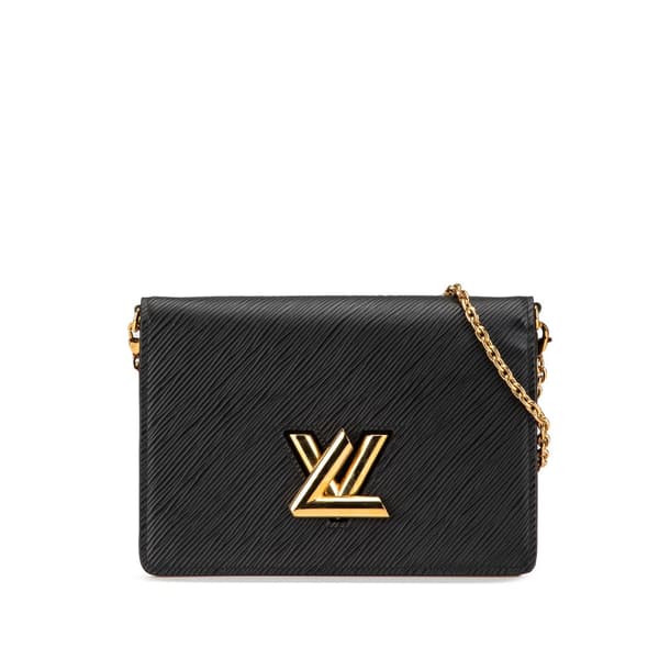 Pre-owned Louis Vuitton Epi Twist Belt Chain Wallet Black