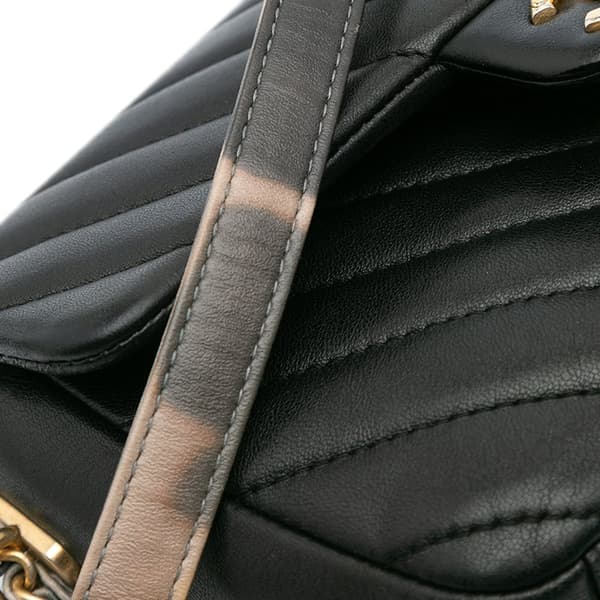Pre-owned Chanel Mini Rectangular Chevron Lambskin Chain Around Flap Black