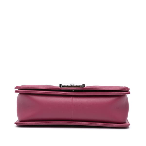 Pre-owned Chanel Old Medium Chevron Lambskin Boy Flap Pink
