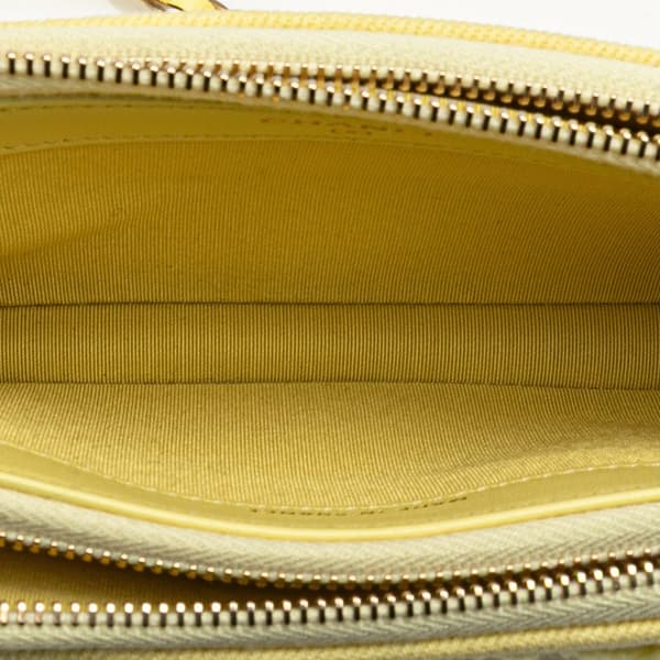 Pre-owned Chanel Denim Coco Fringe Double Zip Clutch with Chain Yellow