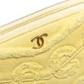 Miniatyrbild 10 av 10: Pre-owned Chanel Denim Coco Fringe Double Zip Clutch with Chain Yellow