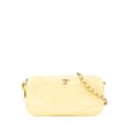 Miniatyrbild 1 av 10: Pre-owned Chanel Denim Coco Fringe Double Zip Clutch with Chain Yellow