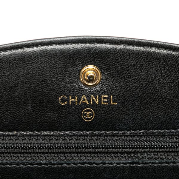 Pre-owned Chanel CC Caviar Wallet on Chain Black