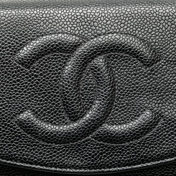 Pre-owned Chanel CC Caviar Wallet on Chain Black