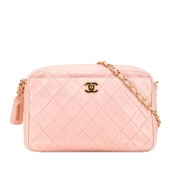 Pre-owned Chanel CC Quilted Lambskin Camera Crossbody Pink