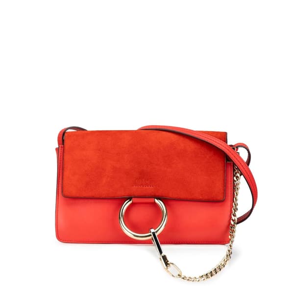 Pre-owned Chloé Small Leather Faye Crossbody Red