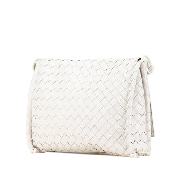Pre-owned Bottega Veneta Intrecciato Fold Crossbody White