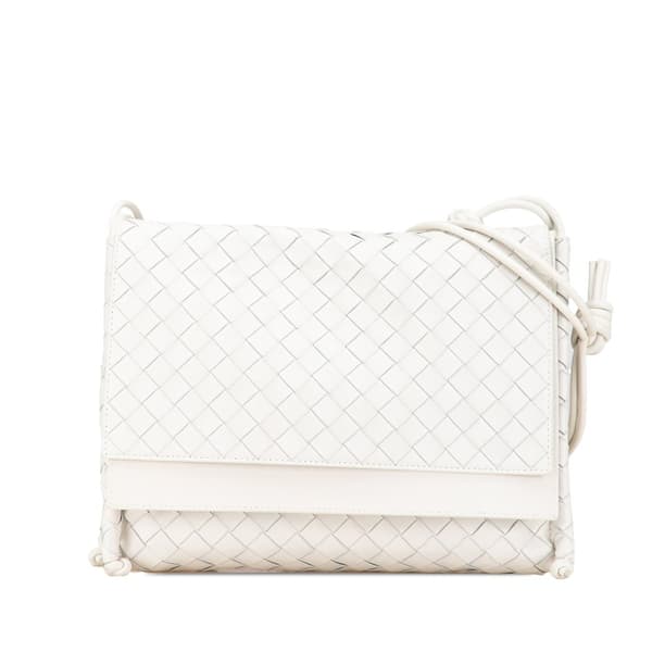 Pre-owned Bottega Veneta Intrecciato Fold Crossbody White
