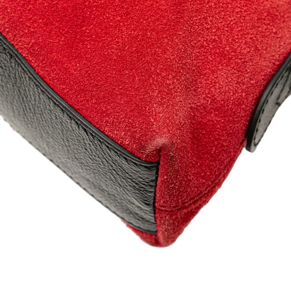 Pre-owned Gucci Small Ophidia Suede Dome Crossbody Red