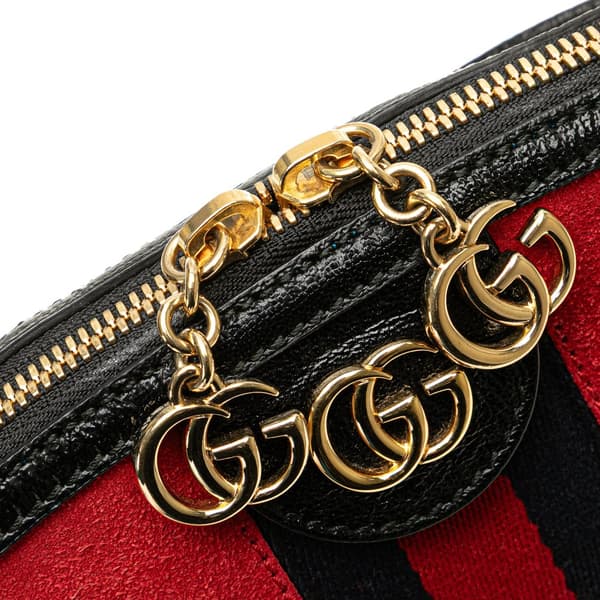 Pre-owned Gucci Small Ophidia Suede Dome Crossbody Red