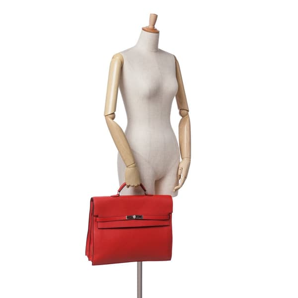 Pre-owned Hermès Togo Kelly Depeches 38 Red