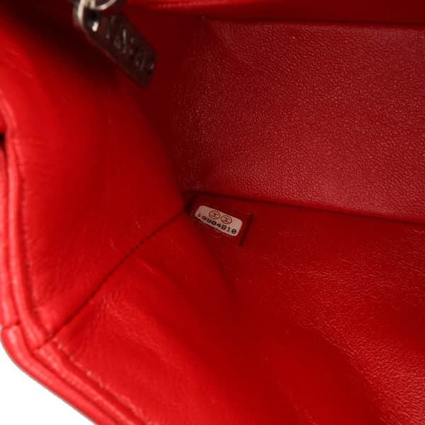 Pre-owned Chanel Mini Rectangular Classic Lambskin Single Flap Red