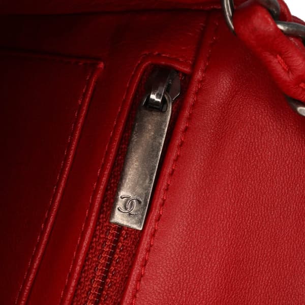 Pre-owned Chanel Mini Rectangular Classic Lambskin Single Flap Red