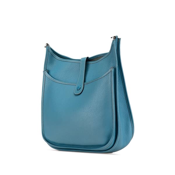 Pre-owned Hermès Clemence Evelyne II GM Blue