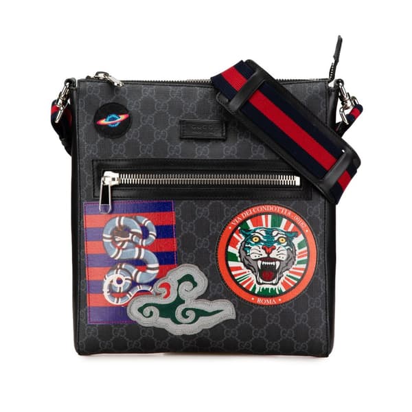Pre-owned Gucci GG Supreme Night Courrier Crossbody Black
