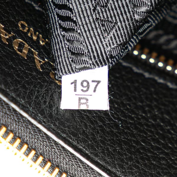 Pre-owned Prada Vitello Phenix Striped Strap Crossbody Black